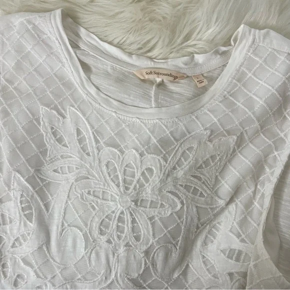 Soft Surroundings White Battenberg Lace Sleeveless Tank Top - Picture 2 of 11